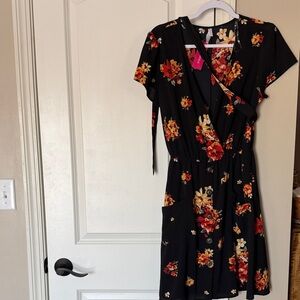 Xhilaration Black and Orange Floral Mini Dress